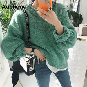 Sweater Women 2020 Autumn Winter Fashion Solid O Neck Pullover Sweaters Korean Style Knitted Long Sleeve Jumpers Casual Tops