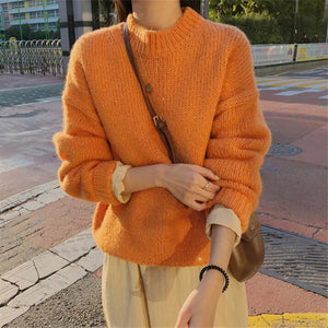 Sweater Women 2020 Autumn Winter Fashion Solid O Neck Pullover Sweaters Korean Style Knitted Long Sleeve Jumpers Casual Tops