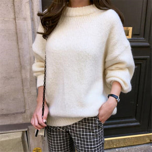 Sweater Women 2020 Autumn Winter Fashion Solid O Neck Pullover Sweaters Korean Style Knitted Long Sleeve Jumpers Casual Tops