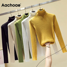 Load image into Gallery viewer, Knit Sweater Women Turtleneck Casual Pure Cashmere Pullover Autumn Winter Solid Long Sleeve Slim-jumper Soft Tops Pull Femme
